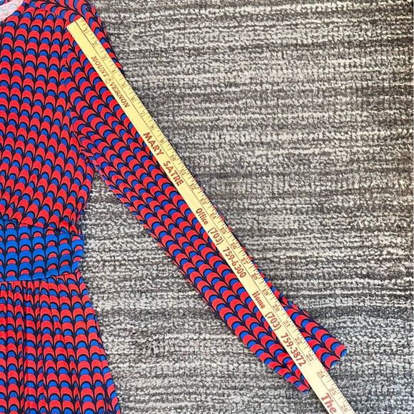 Boden Thea Long Sleeve Midi Dress Size 8 Regular Red Blue Modern Geometric Print - Picture 13 of 15